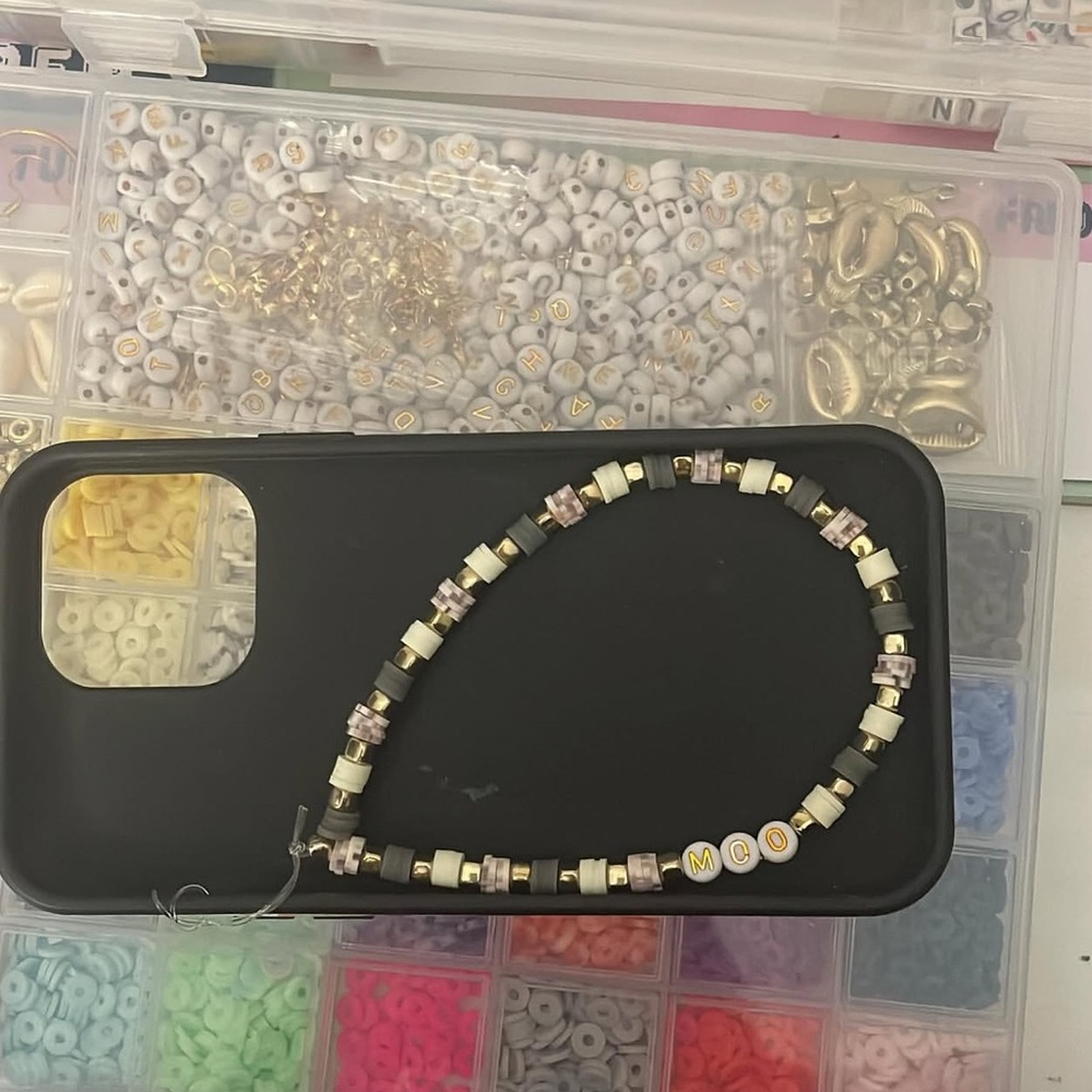 Elegant Beaded phone charm with Personalized Charms
